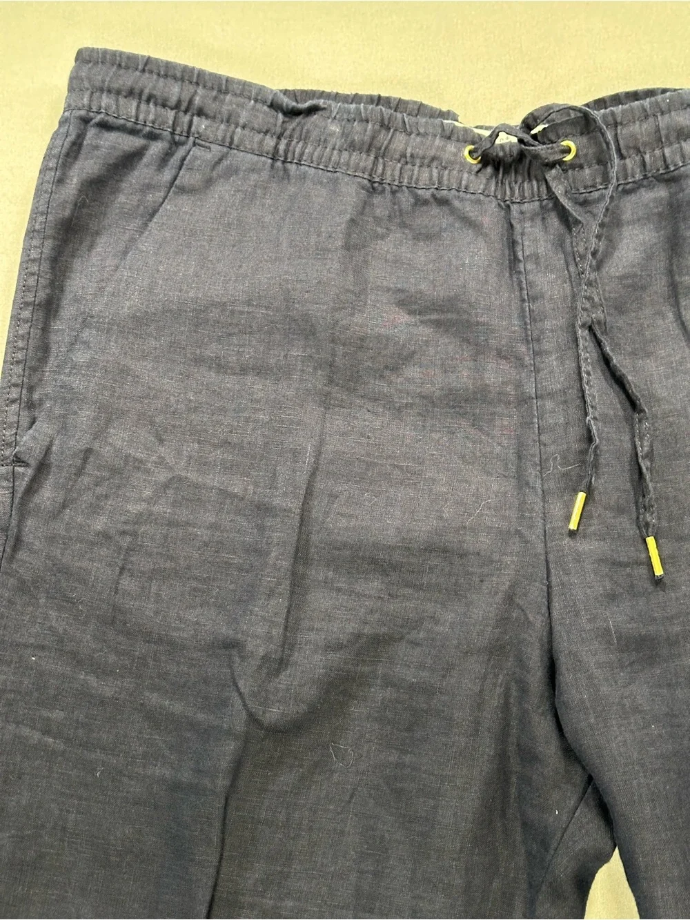 NWT H&M LOGG 100% Linen Drawstring Ankle Joggers / Pants - Womens 10